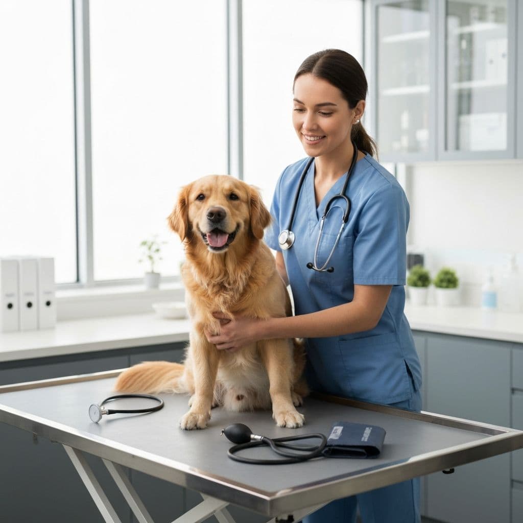 Veterinaria atendiendo mascota en Clínica Los Rosales